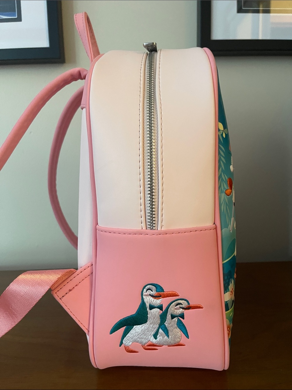 ON HOLD Disney Loungefly Mary Poppins Jolly Holiday Teal & Pink Mini Bag Used - Picture 2 of 8